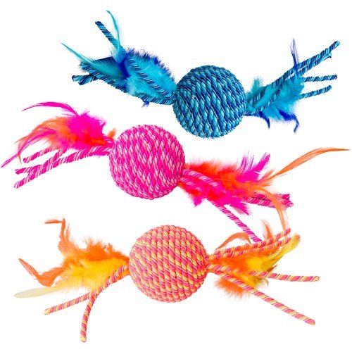 Spot Elasteeez Ball & Feathers Cat Toy